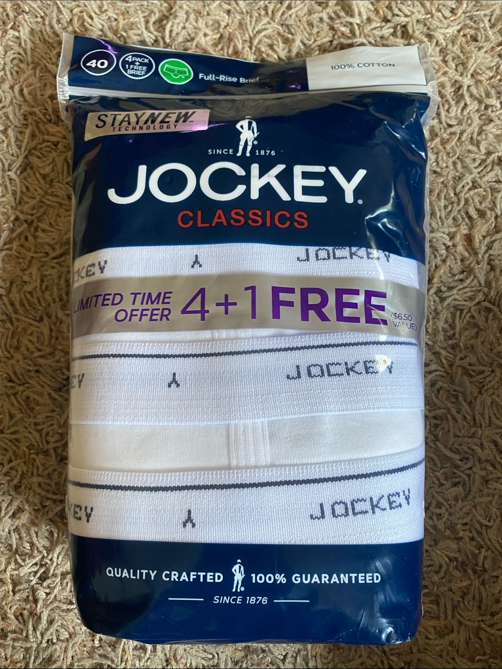 Jockey Classics White Boxer Briefs 4+1 Pack